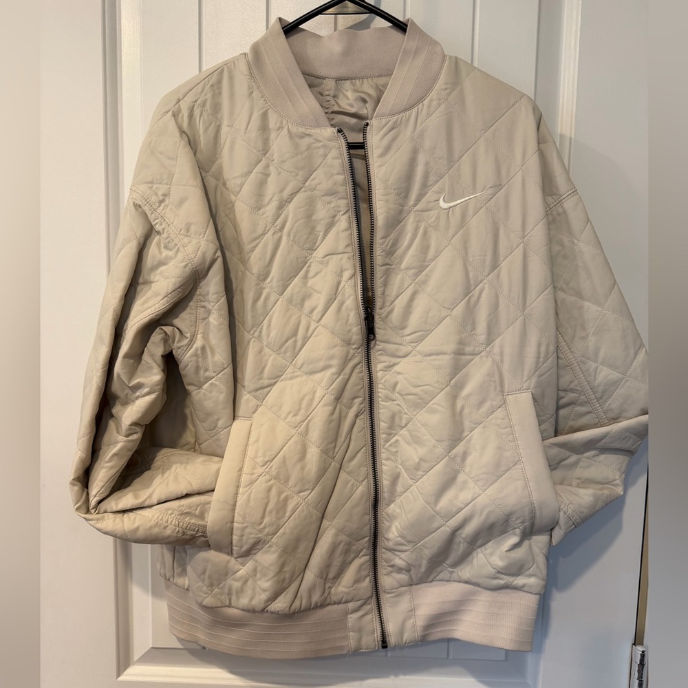 Nike Women's Beige Quilted Bomber Jacket